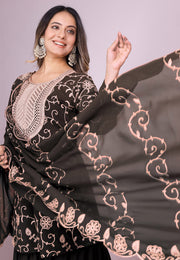 Black Faux Georgette Readymade Sharara Suit