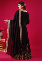 Load image into Gallery viewer, Black Faux Georgette Readymade Sharara Suit
