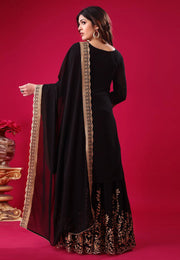 Black Faux Georgette Readymade Sharara Suit
