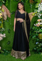 Load image into Gallery viewer, Black Georgette Circular Lehenga Choli
