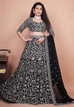 Load image into Gallery viewer, Black Georgette Circular Lehenga Choli
