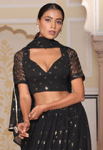 Load image into Gallery viewer, Black Georgette Circular Lehenga Choli
