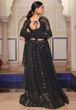 Load image into Gallery viewer, Black Georgette Circular Lehenga Choli

