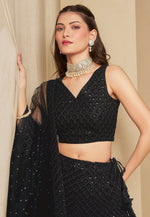 Load image into Gallery viewer, Black Georgette Circular Lehenga Choli
