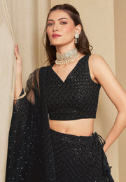 Black Georgette Circular Lehenga Choli