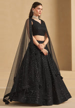 Load image into Gallery viewer, Black Georgette Circular Lehenga Choli
