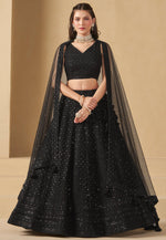 Load image into Gallery viewer, Black Georgette Circular Lehenga Choli
