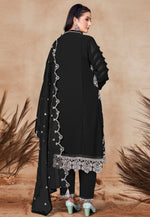 Load image into Gallery viewer, Black Georgette Embroidered Jacket Style Suit
