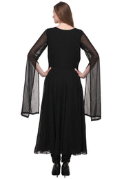 Black Georgette Kurta Set With Churidar