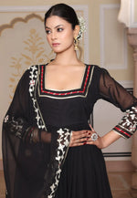 Load image into Gallery viewer, Black Georgette Long Anarkali Suit
