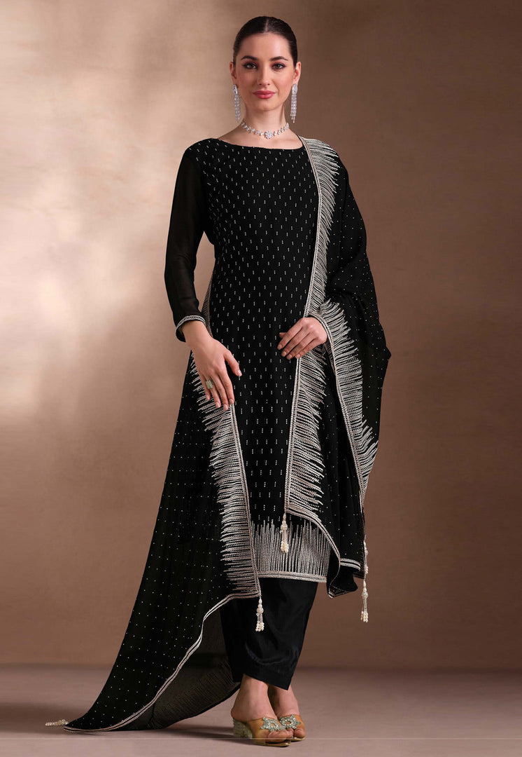 Black Georgette Pant Style Suit