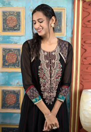 Black Georgette Readymade Anarkali Suit