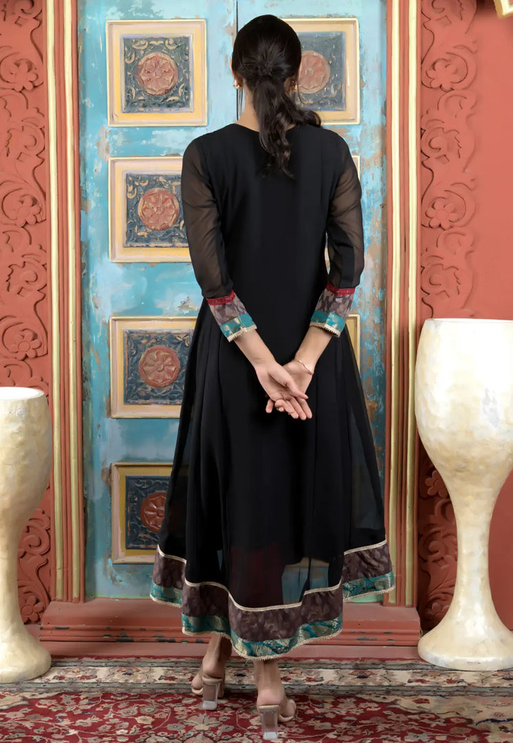 Black Georgette Readymade Anarkali Suit