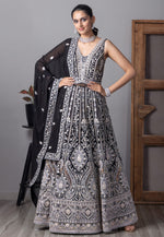 Load image into Gallery viewer, Black Georgette Readymade Anarkali Suit
