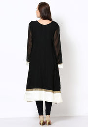 Black Georgette Readymade Churidar Suit