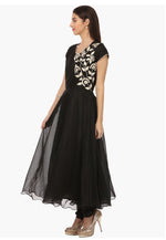 Load image into Gallery viewer, Black Georgette Readymade Churidar Suit
