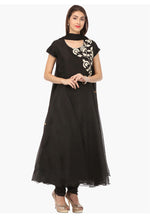 Load image into Gallery viewer, Black Georgette Readymade Churidar Suit
