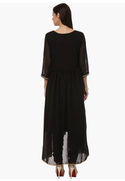 Black Georgette Readymade Churidar Suit