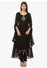 Load image into Gallery viewer, Black Georgette Readymade Churidar Suit
