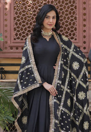 Black Georgette Readymade Long Anarkali Suit
