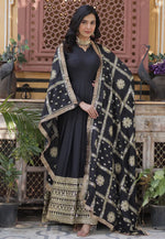 Load image into Gallery viewer, Black Georgette Readymade Long Anarkali Suit
