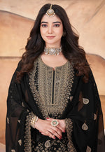 Load image into Gallery viewer, Black Georgette Readymade Palazzo Suit
