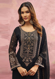 Black Georgette Readymade Pant Style Suit