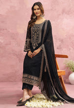 Load image into Gallery viewer, Black Georgette Readymade Pant Style Suit
