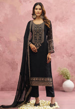 Load image into Gallery viewer, Black Georgette Readymade Pant Style Suit
