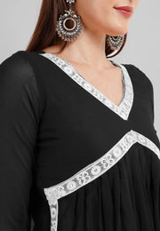 Black Georgette Readymade Patiala Suit