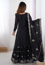 Load image into Gallery viewer, Black Georgette Readymade Sharara Suit
