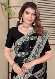 Black Georgette Saree With Blouse