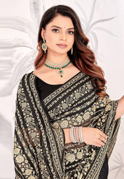 Black Georgette Saree With Blouse