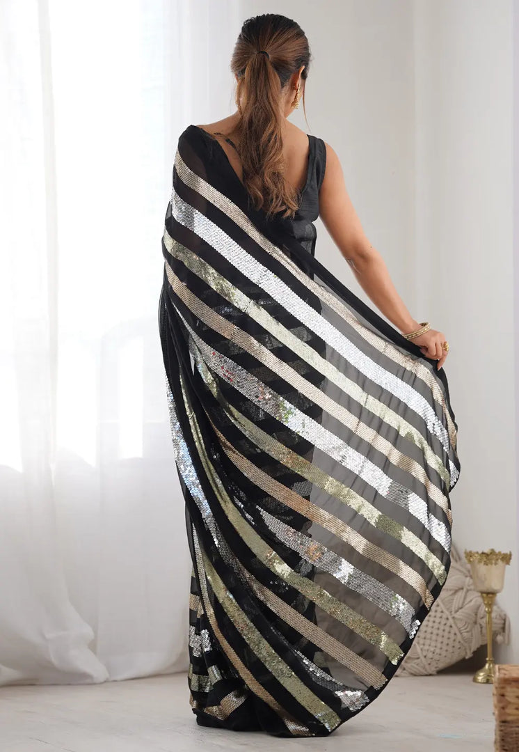 Black Georgette Saree With Blouse