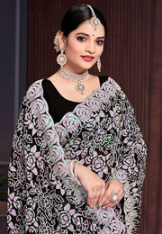 Black Georgette Sequence Saree