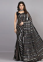Load image into Gallery viewer, Black Georgette Sequence Saree