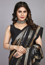 Black Georgette Sequence Saree