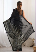 Load image into Gallery viewer, Black Georgette Sequence Saree

