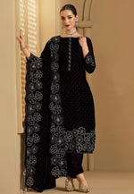 Load image into Gallery viewer, Black Georgette Straight Suit
