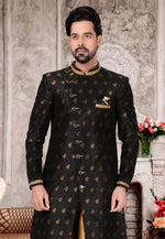 Load image into Gallery viewer, Black Jacquard Indo Western Suit

