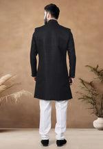 Load image into Gallery viewer, Black Jacquard Indo Western Suit
