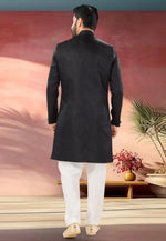 Load image into Gallery viewer, Black Jacquard Indo Western Suit
