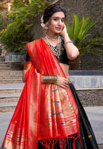 Load image into Gallery viewer, Black Jacquard Silk Circular Lehenga Choli
