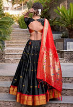 Load image into Gallery viewer, Black Jacquard Silk Circular Lehenga Choli
