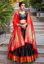 Load image into Gallery viewer, Black Jacquard Silk Circular Lehenga Choli
