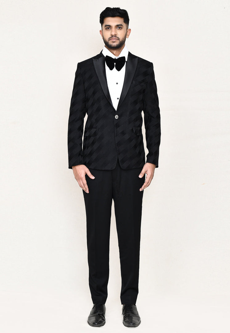 Black Jacquard Tuxedos Suit
