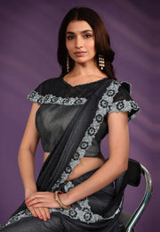 Black Lycra Lehenga Saree