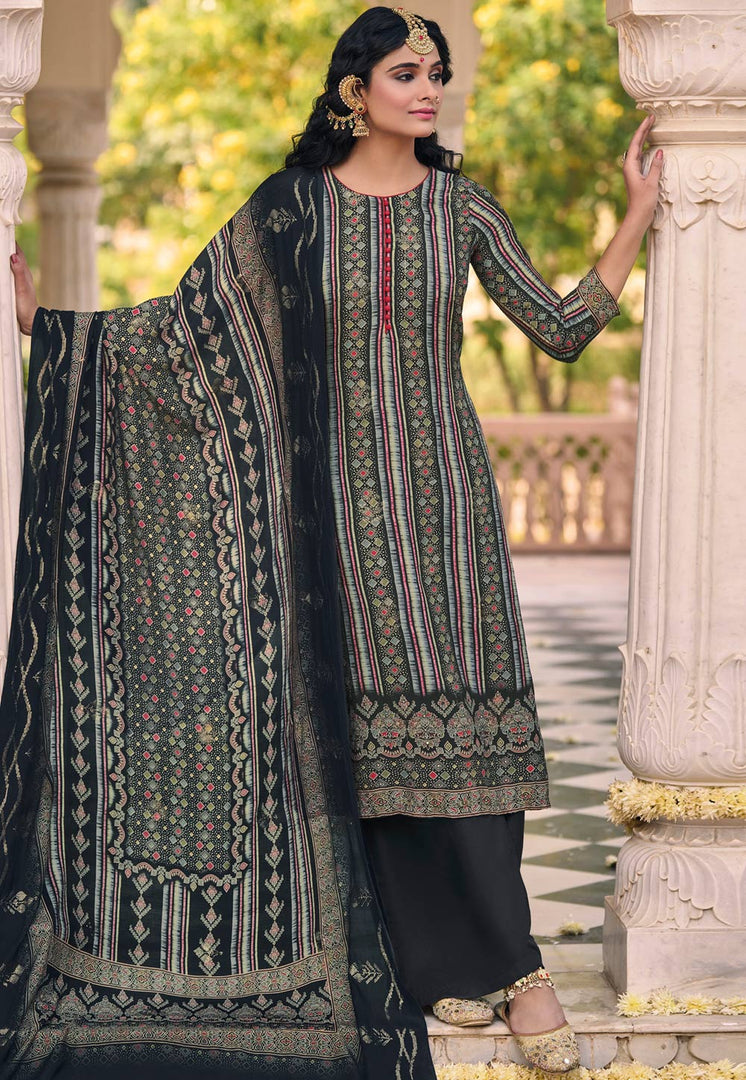 Black Muslin Pakistani Suit