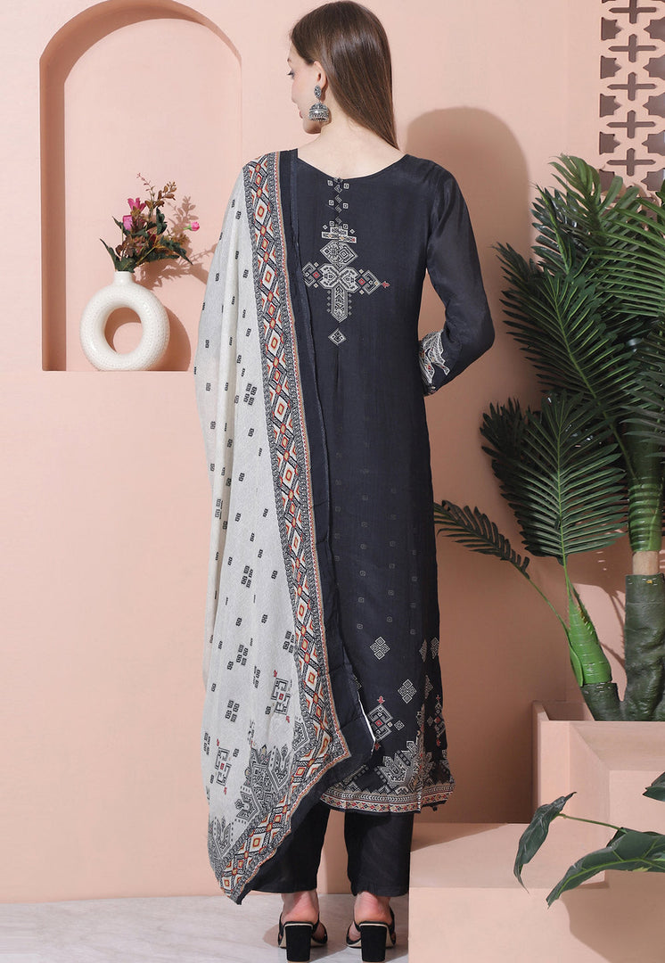 Black Muslin Pakistani Suit