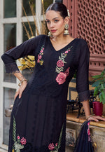 Load image into Gallery viewer, Black Muslin Pakistani Suit
